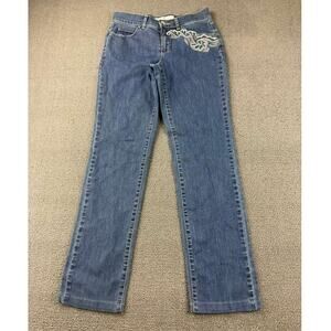 Vintage Dismaro Jeans Women 26 Design Embroider Front Cotton‎ Stretch Italy Made